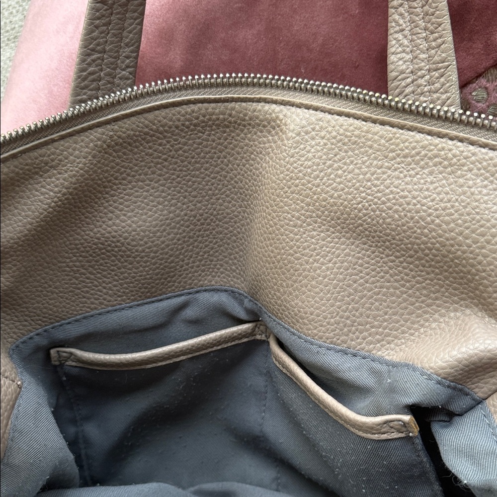 Perlina Black and Taupe Two-Tone Leather Satchel - Picture 5 of 6